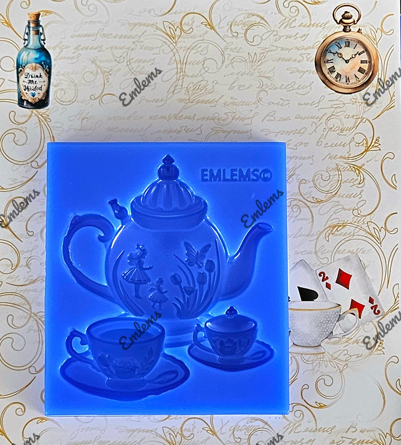 EMLEMS NEW WONDERLAND LARGE TEA SET TEAPOT TEACUP SILICONE MOULD TEASET