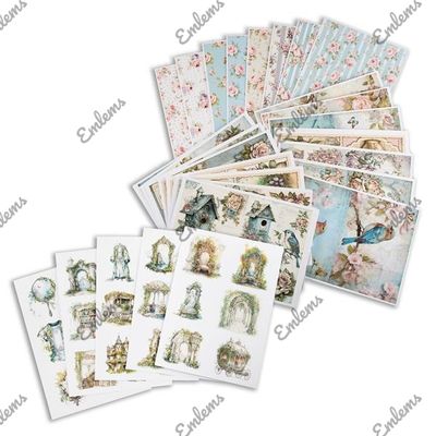 Emlems 50 x A4 Shabby Chic Craft Papers 160gsm