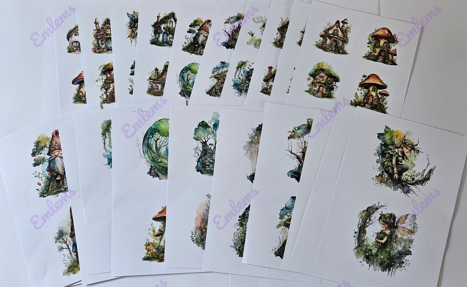 Emlems 30 x A4 Fairy and fairy houses Craft Papers 160gsm