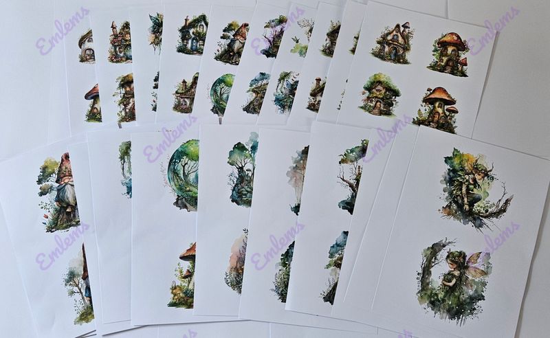 Emlems 30 x A4 Fairy and fairy houses Craft Papers 160gsm