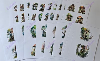 Emlems 30 x A4 Fairy and fairy houses Craft Papers 160gsm