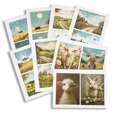 Emlems 25 x A4 Farm Postcard Craft Papers 160gsm