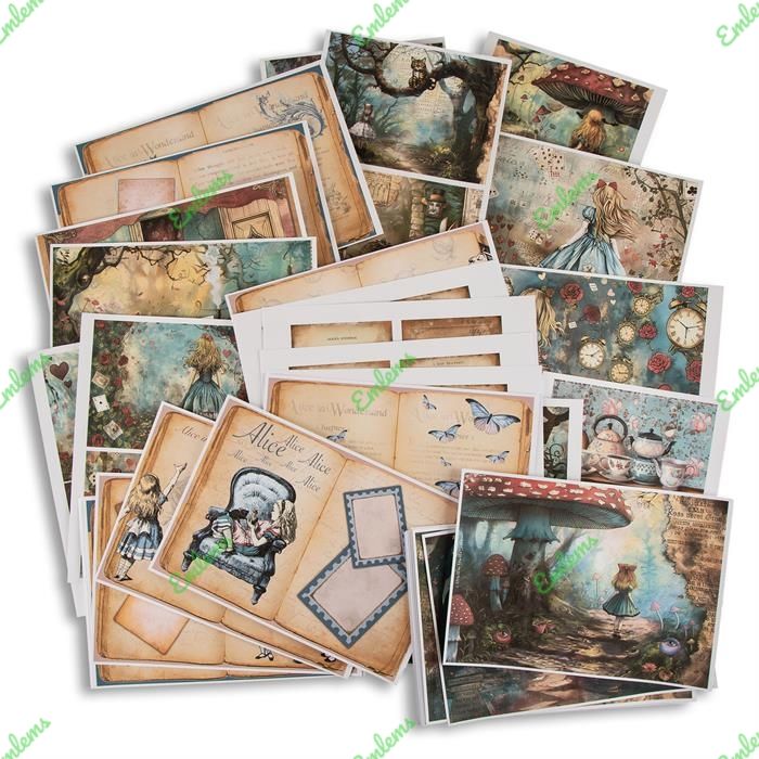 Emlems 40 x A4 Wonderland Storybook Craft Papers 160gsm