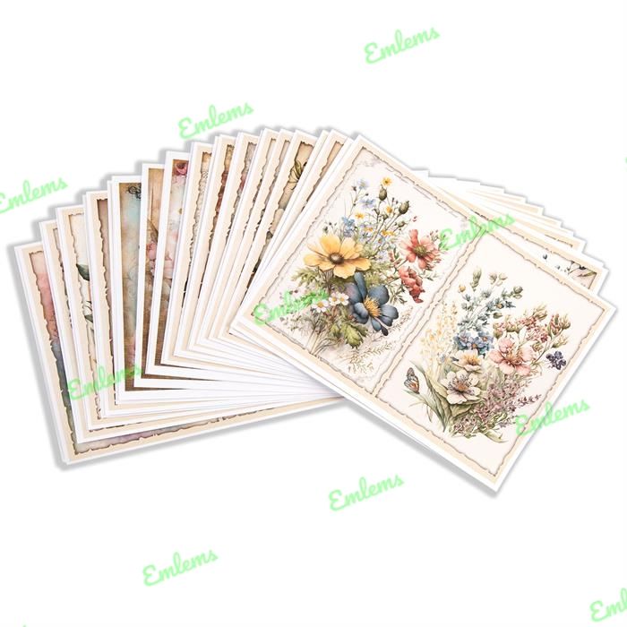 Emlems 30 x A4 Vintage Floral Craft Papers 160gsm