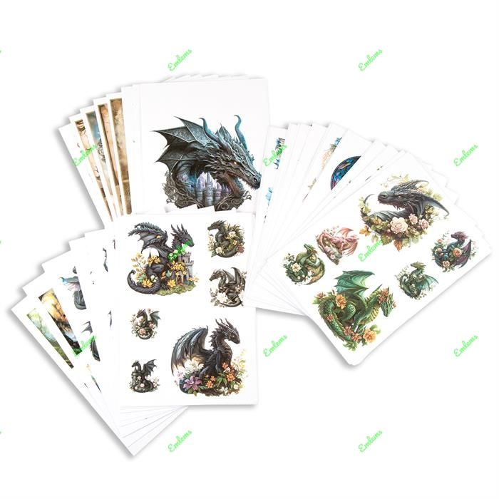Emlems 50 x A4 Dragons Craft Papers 160gsm