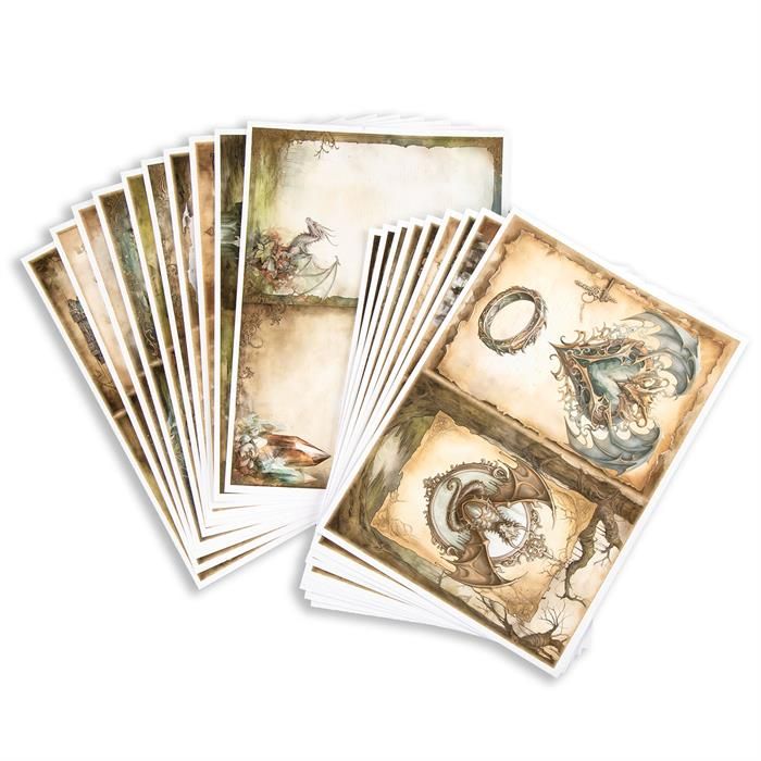 Emlems 20 x A4 Enchanted Dragon Craft Papers 160gsm