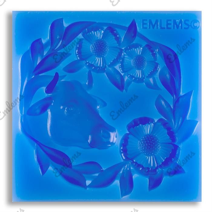 EMLEMS FARM FLORAL COW SILICONE MOULD