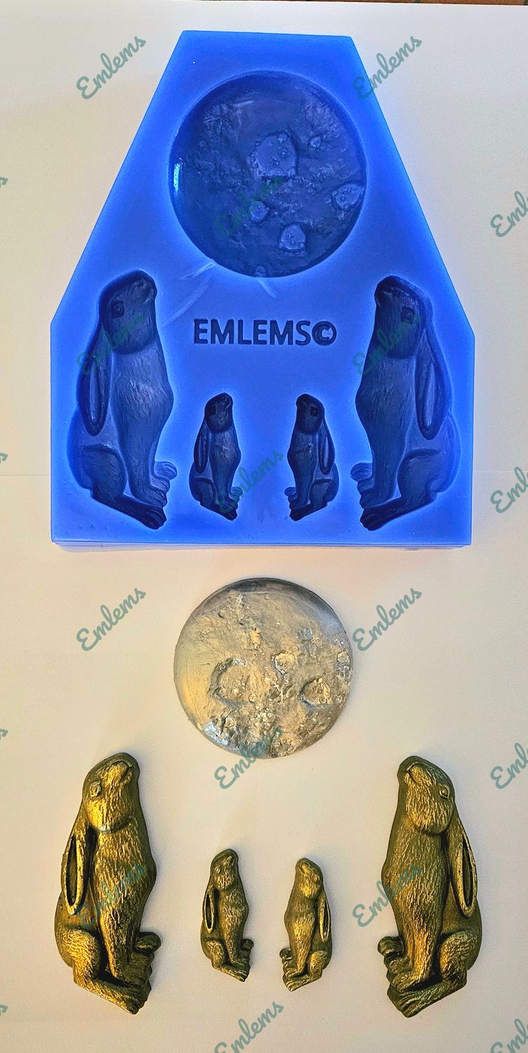 EMLEMS HARE and MOON SILICONE MOULD PERFECT FOR RESIN