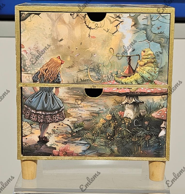 Emlems Handmade Alice in Wonderland Wooden Small Drawers