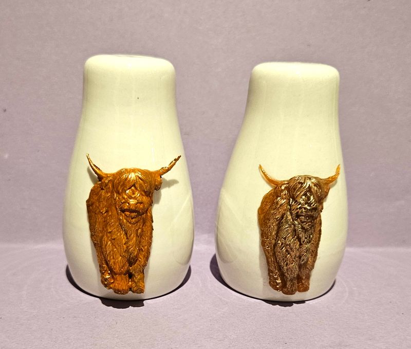 Emlems Highland Cow Salt and Pepper Pots Shakers