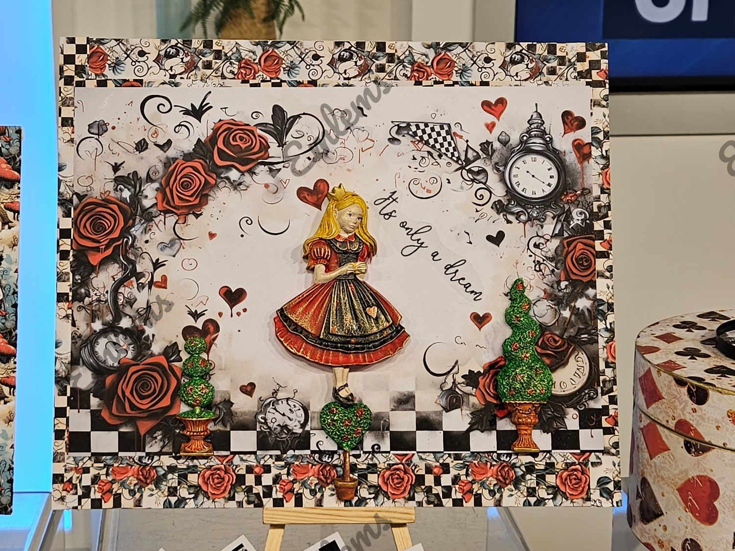 Emlems Handmade Hand painted Alice in Wonderland wall art.