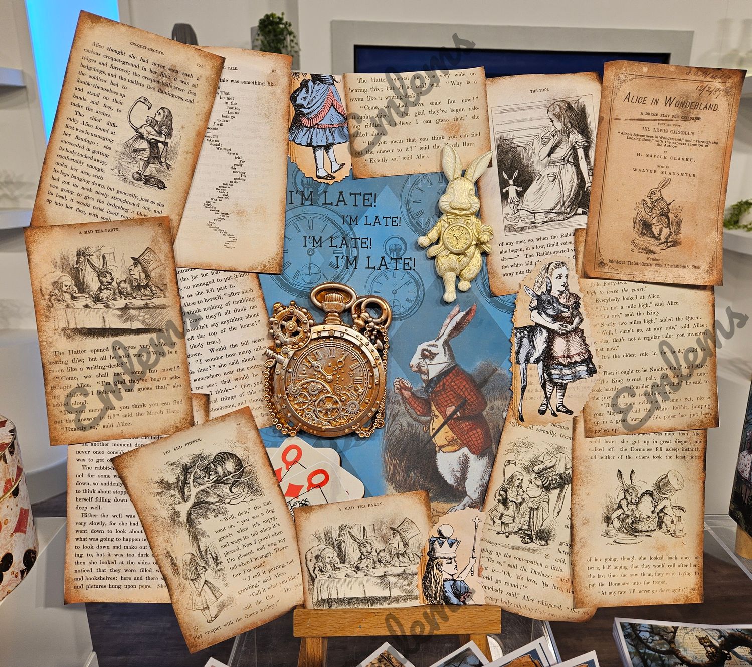 Emlems large Handmade Hand painted Alice in Wonderland wall art.