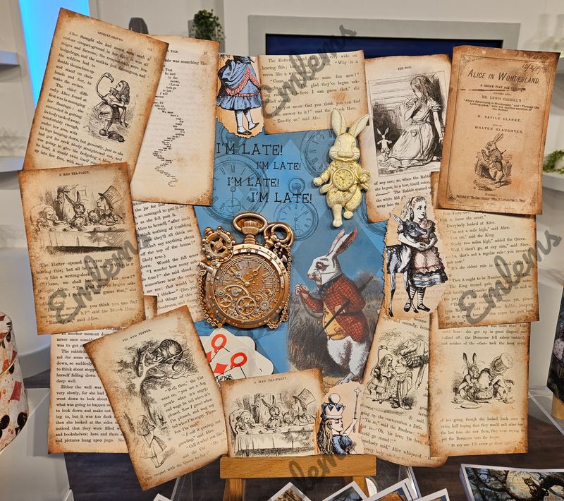 Emlems large Handmade Hand painted Alice in Wonderland wall art.