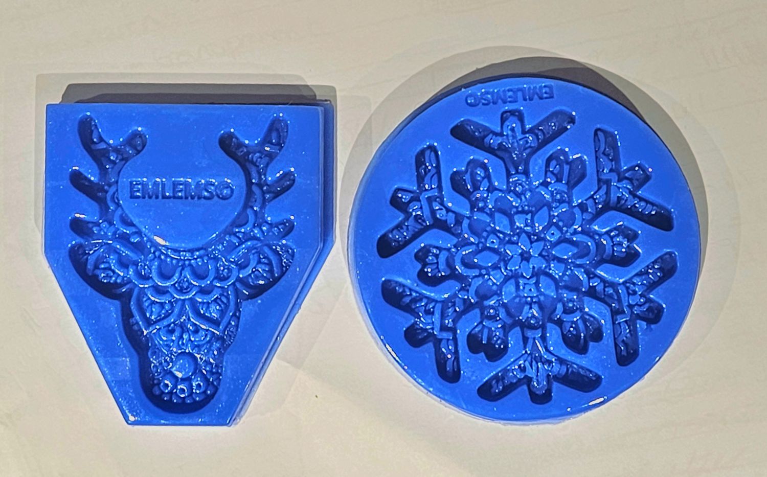 EMLEMS CHRISTMAS MANDALA STAG AND SNOWFLAKE DECORATIONS SILICONE MOULDS SET OF TWO