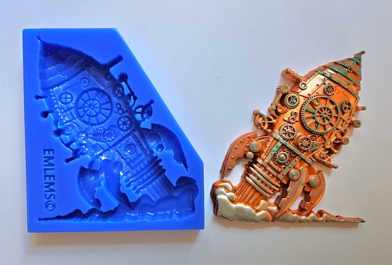 EMLEMS LARGE STEAMPUNK ROCKET SILICONE MOULD