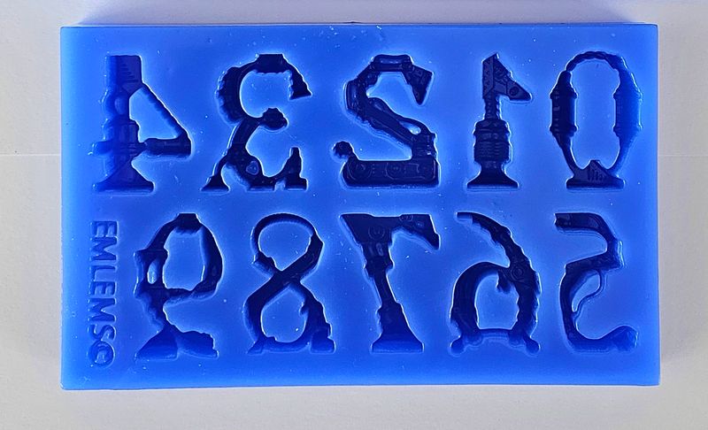 EMLEMS STEAMPUNK NUMBERS SILICONE MOULD