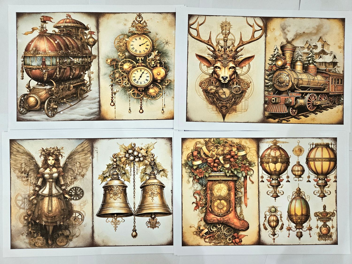 Emlems 20 x A4 Steampunk Christmas Story Book Craft Papers 160gsm