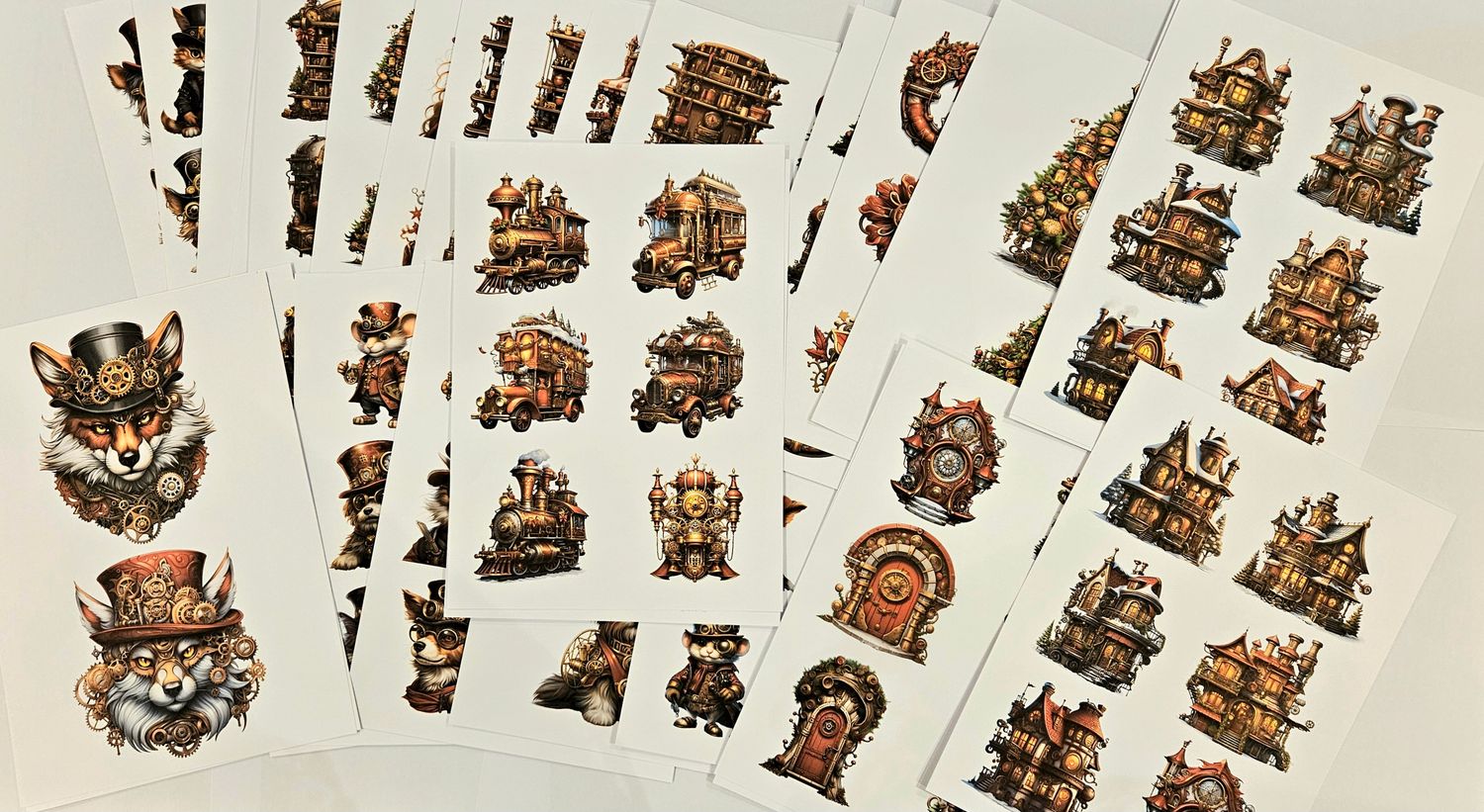 Emlems 30 x A4 Steampunk Christmas Craft Papers 160gsm