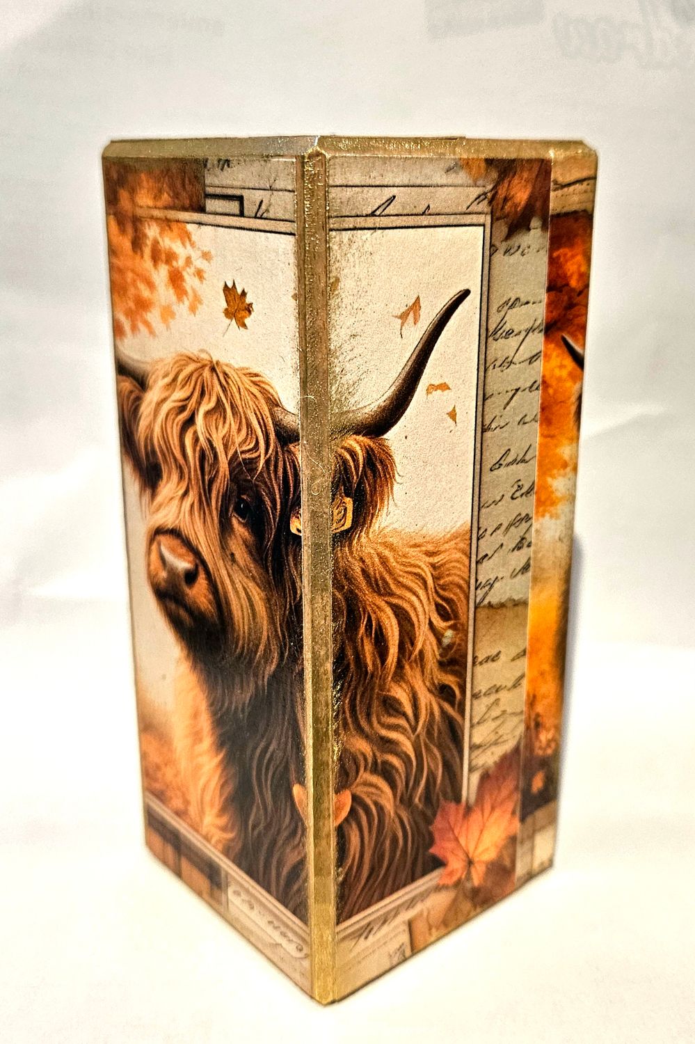 Handmade Highland Cow Solid Wooden T-Light holder by Emlems Giftware