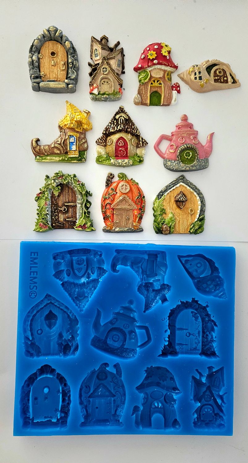 EMLEMS BRAND NEW &amp; EXCLUSIVE FAIRY DOORS AND HOUSES SILICONE MOULD