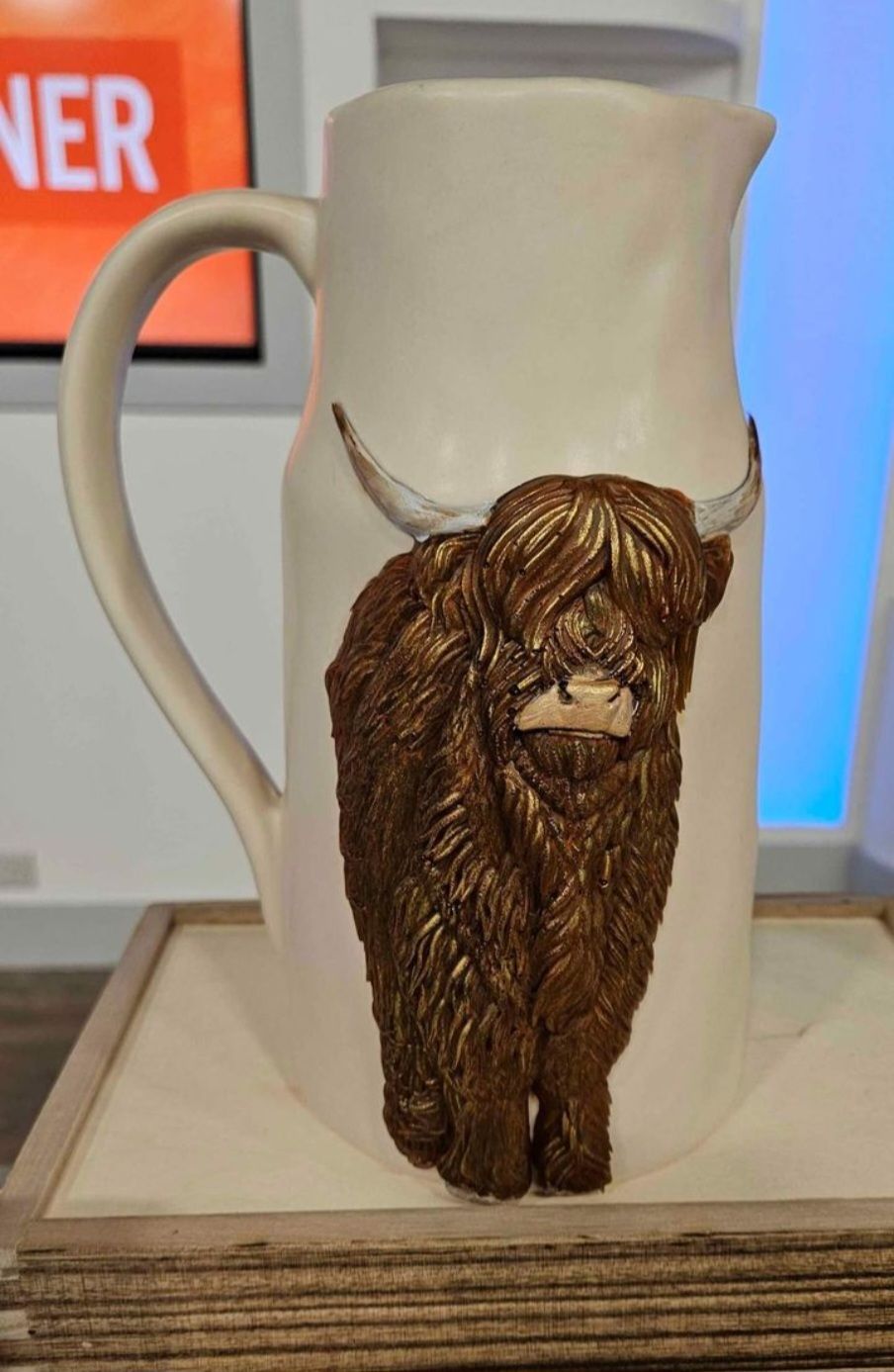 Handmade Highland Cow Large Cermaic Jug by Emlems Giftware