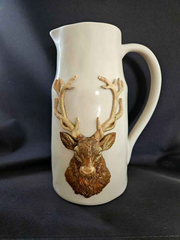 Handmade and Hand Painted Stag Large Cermaic Jug by Emlems Giftware