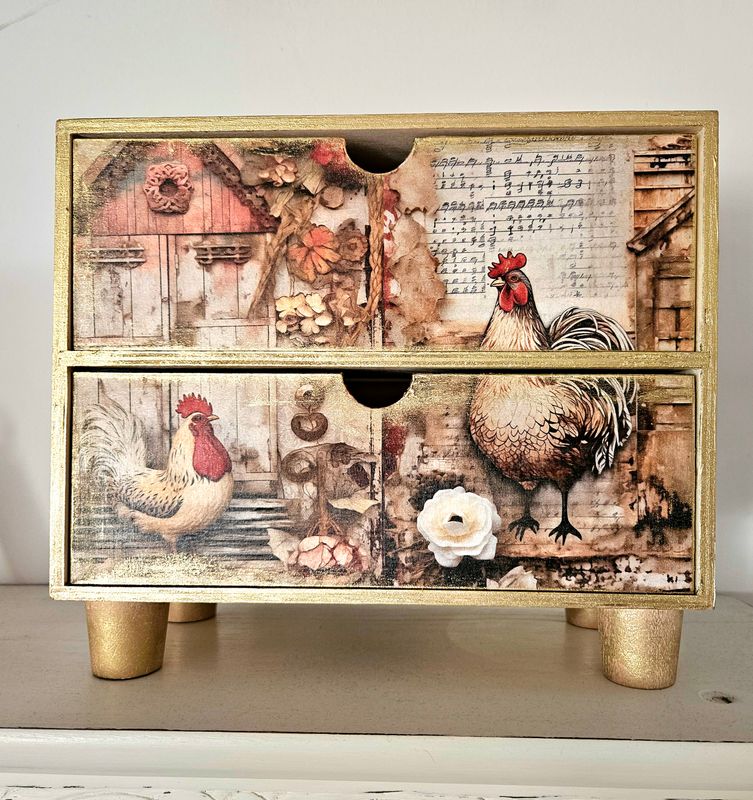 Emlems Handmade Country Farm Wooden Set of Small Drawers