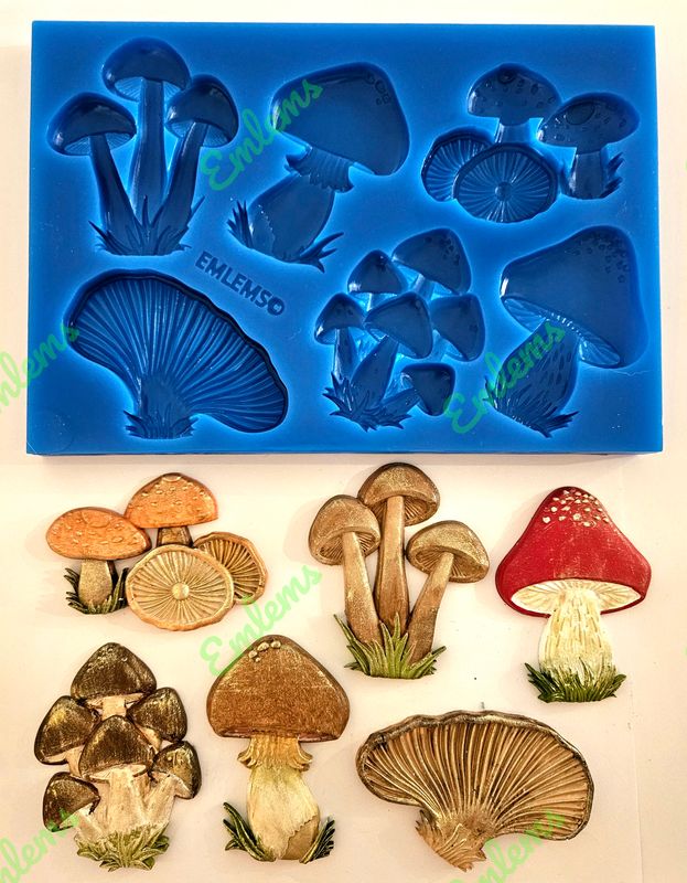 EMLEMS BRAND NEW &amp; EXCLUSIVE LARGE MUSHROOM SET SILICONE MOULD