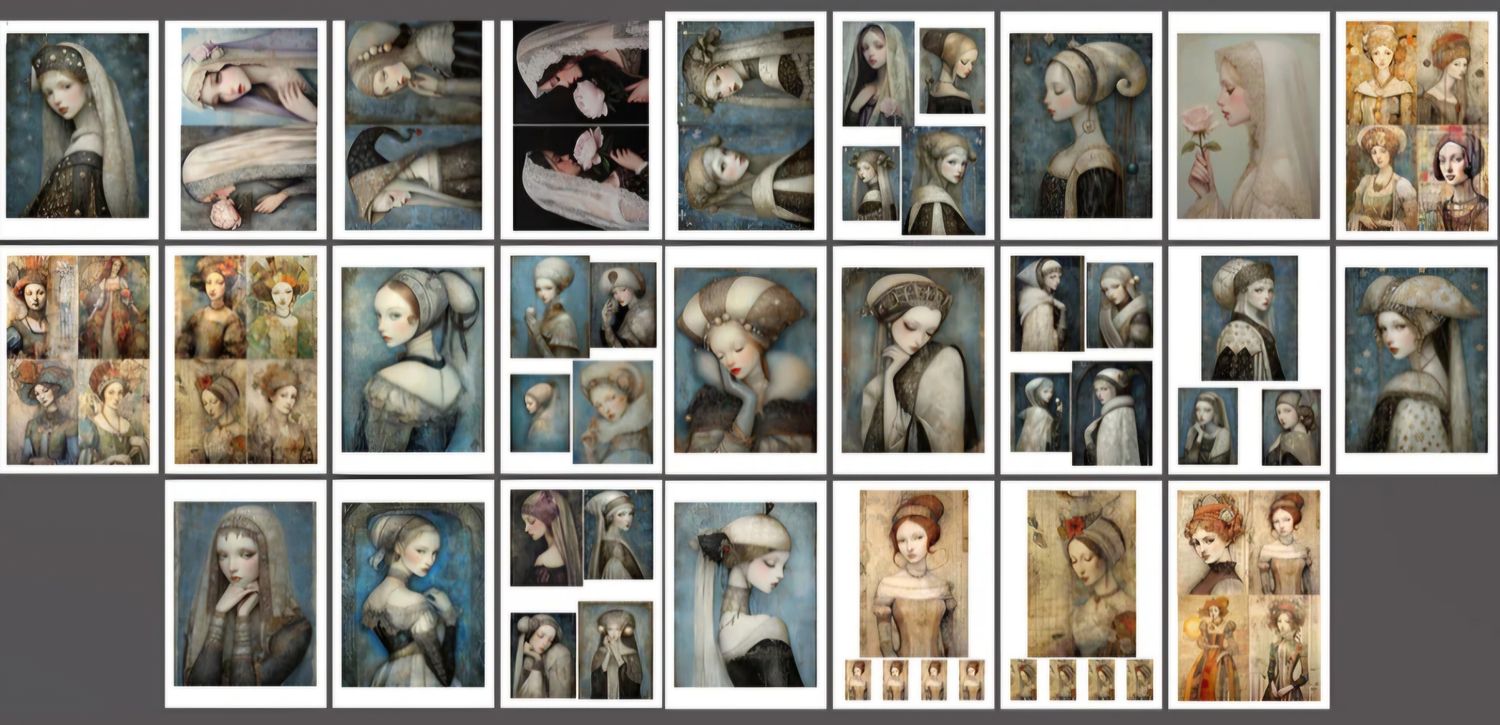 Emlems 30 x A4 Renaissance Portraits Craft Papers 160gsm