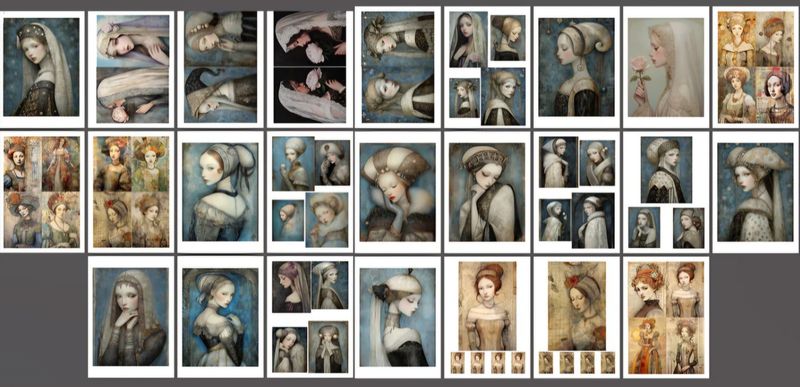 Emlems 30 x A4 Renaissance Portraits Craft Papers 160gsm