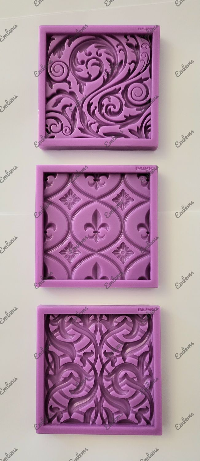 EMLEMS THREE TEXTURE MAT TILES SET SILICONE MOULDS