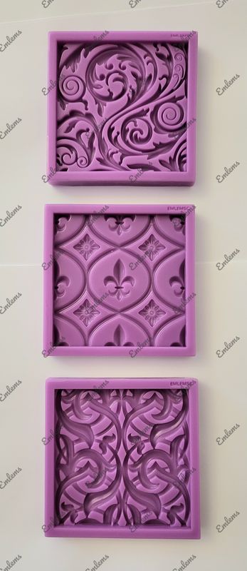 EMLEMS THREE TEXTURE MAT TILES SET SILICONE MOULDS