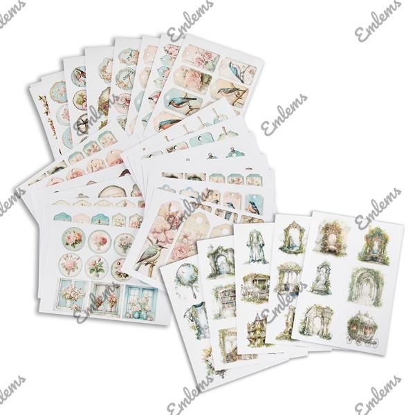 Emlems 50 x A4 Shabby Chic tags and ephemera Craft Papers 160gsm