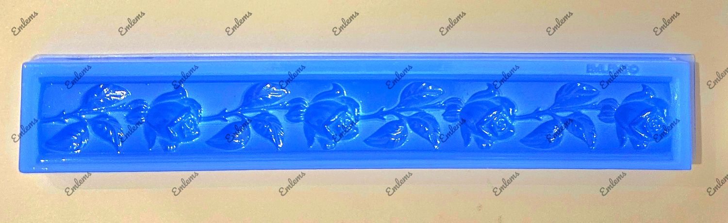 EMLEMS SHABBY CHIC ROSE BUDS BORDER SILICONE MOULD