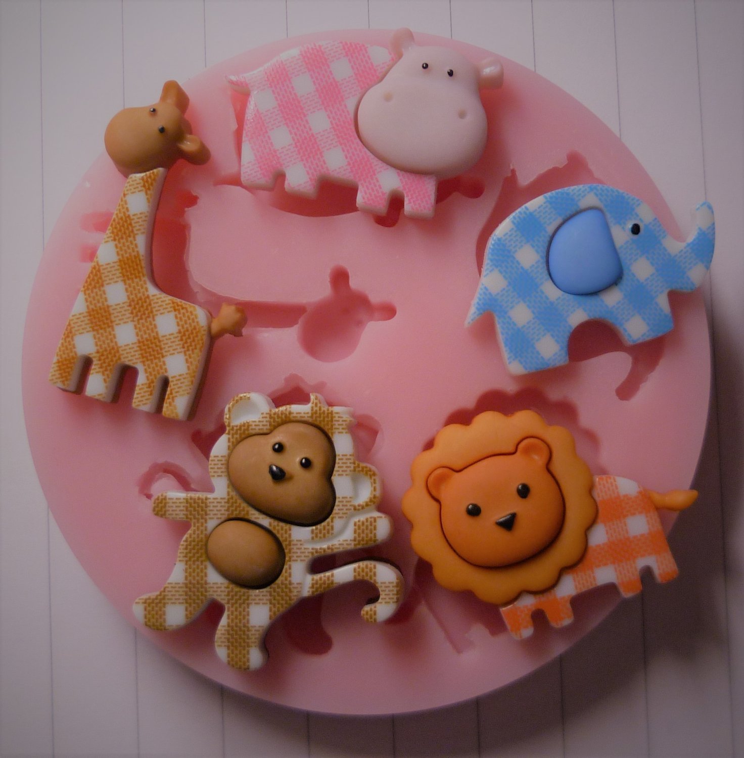 BABY GINGHAM ANIMALS SET SILICONE MOULD