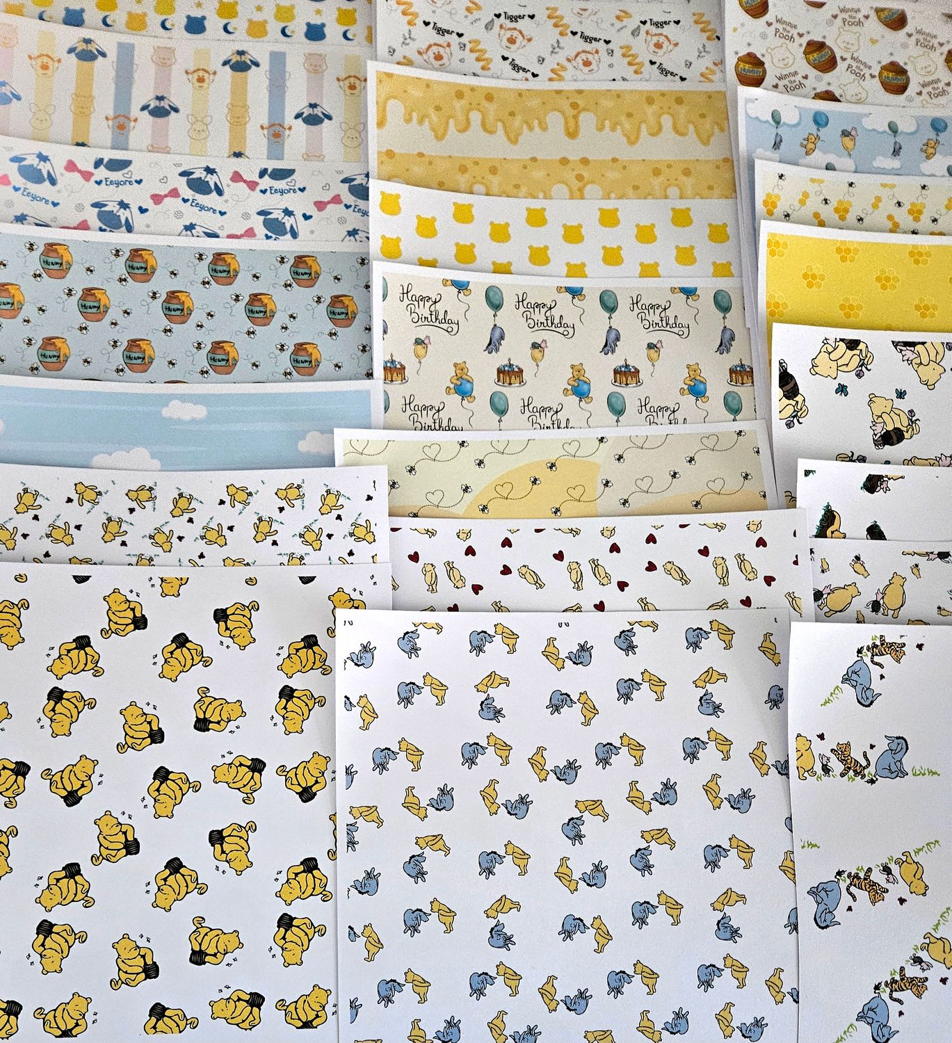 Emlems 50 x 8x8 inch Vintage Winnie the Pooh Backing Craft Paper Pack 160gsm