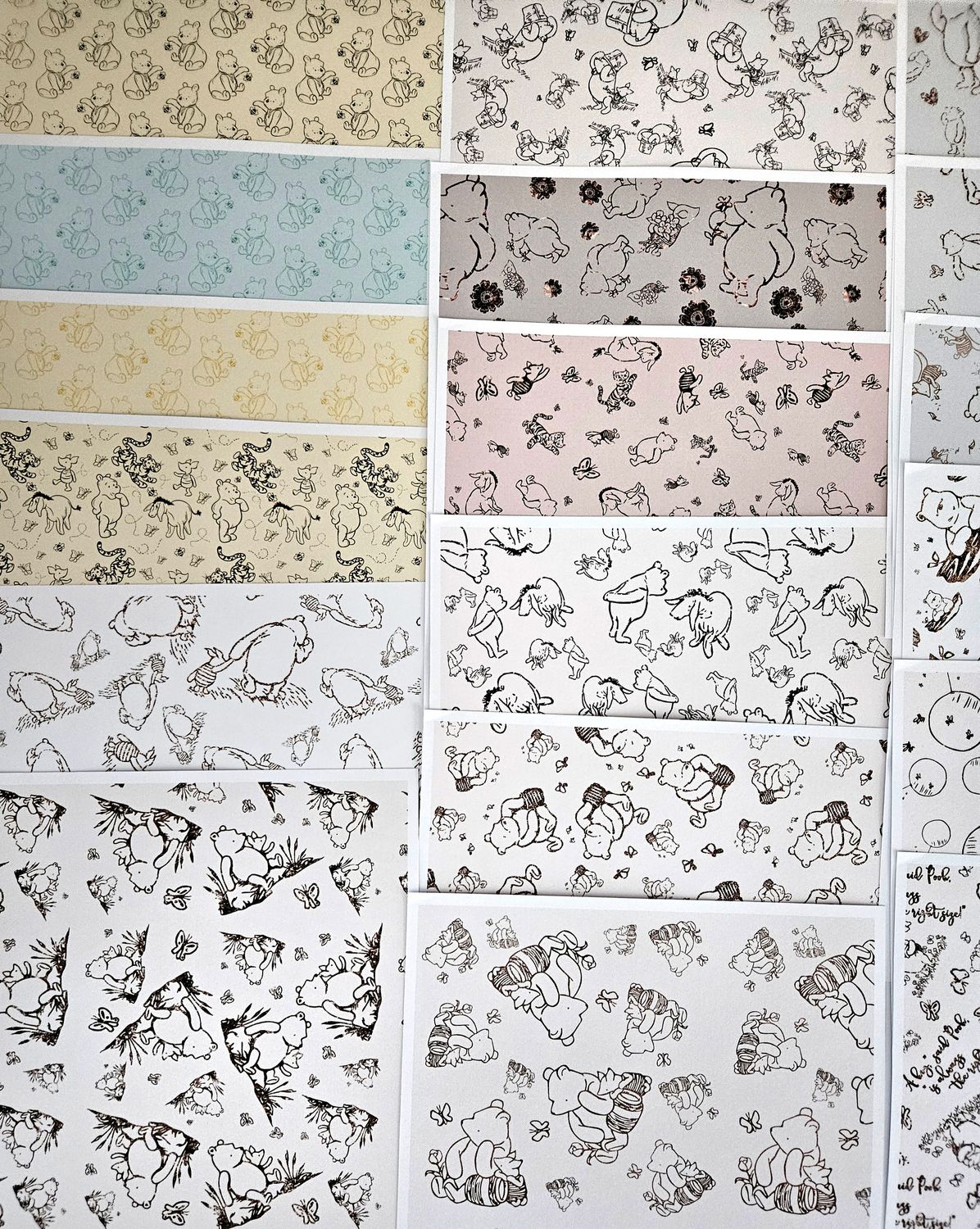 Emlems 50 x 8x8 inch Vintage Winnie the Pooh Sketches Craft Paper Pack 160gsm