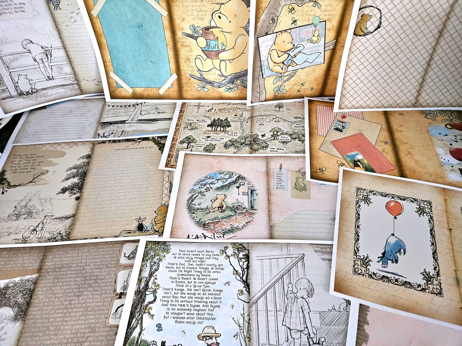 Emlems 50 x A4 Vintage Winnie the Pooh Storybook Craft Paper Pack 160gsm