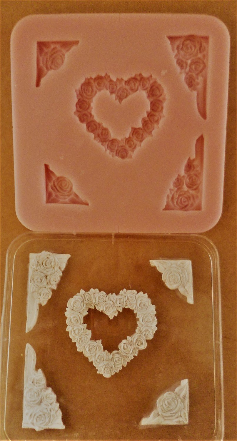 ROSE HEART &amp; CORNERS SILICONE MOULD
