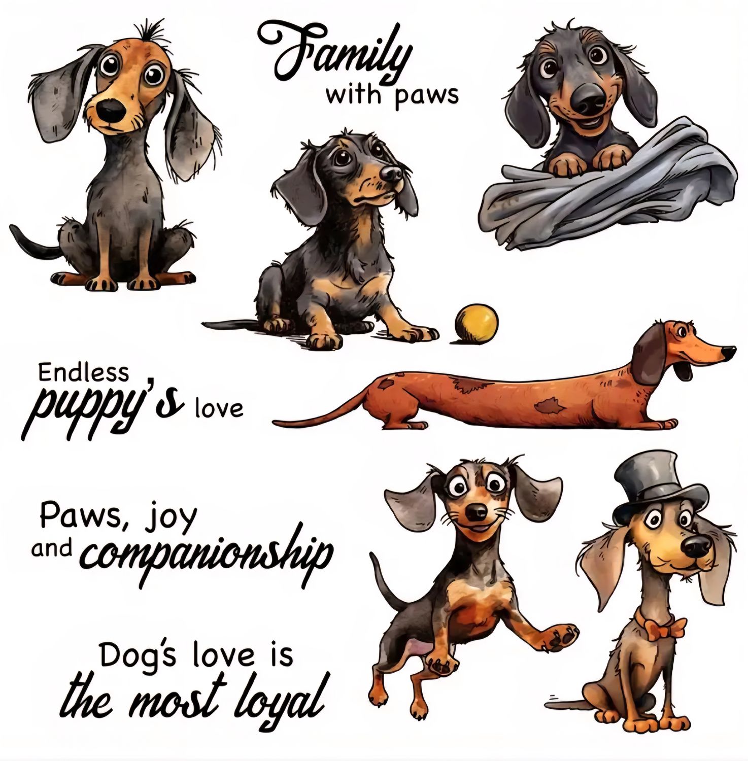 EMLEMS BRAND NEW CLEAR DACHSHUND POLYMER STAMPS FOR CRAFTING