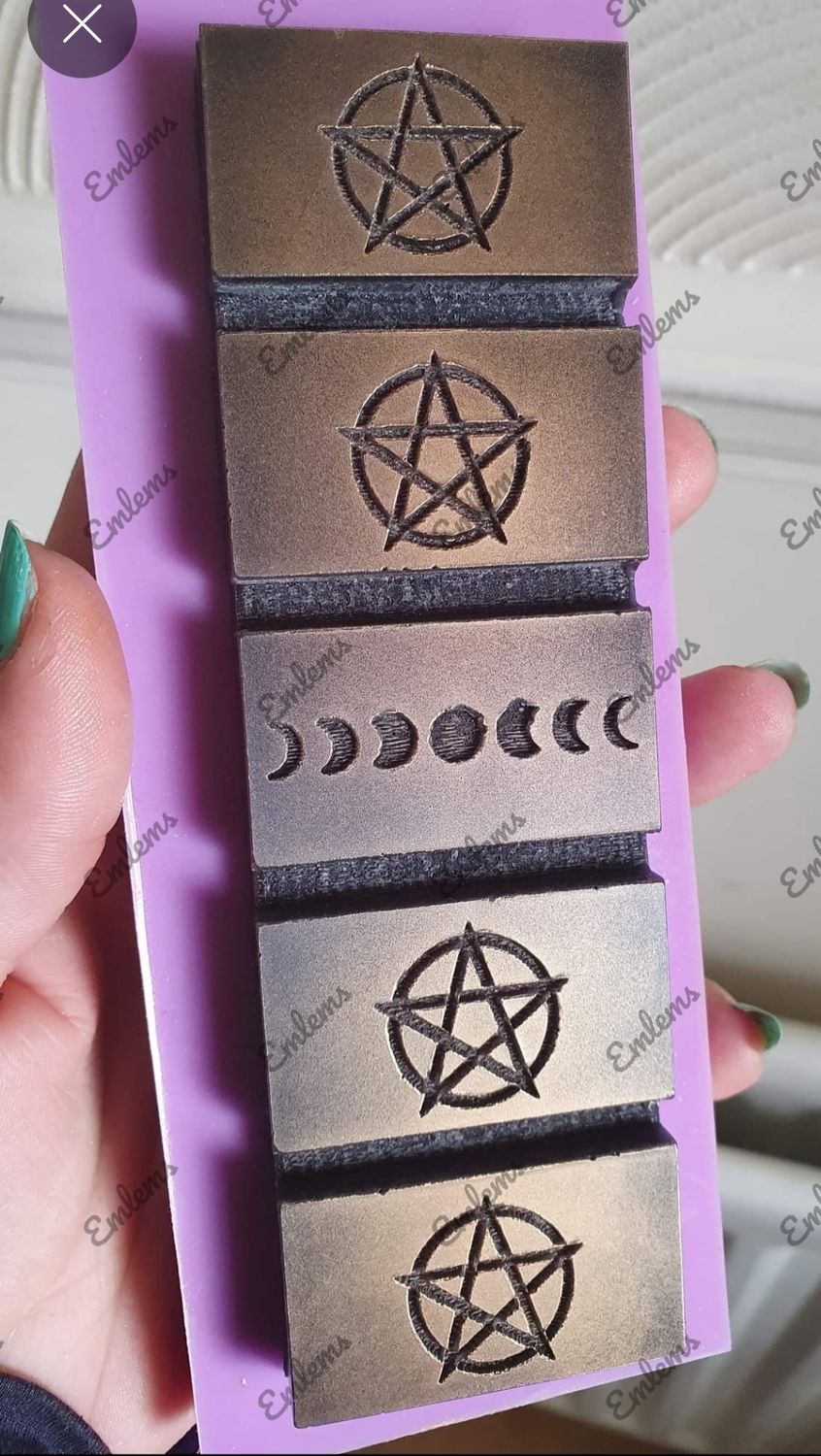 EMLEMS PENTAGRAM AND MOON SNAP BAR SILICONE MOULD FOR WAX MELTS ETC