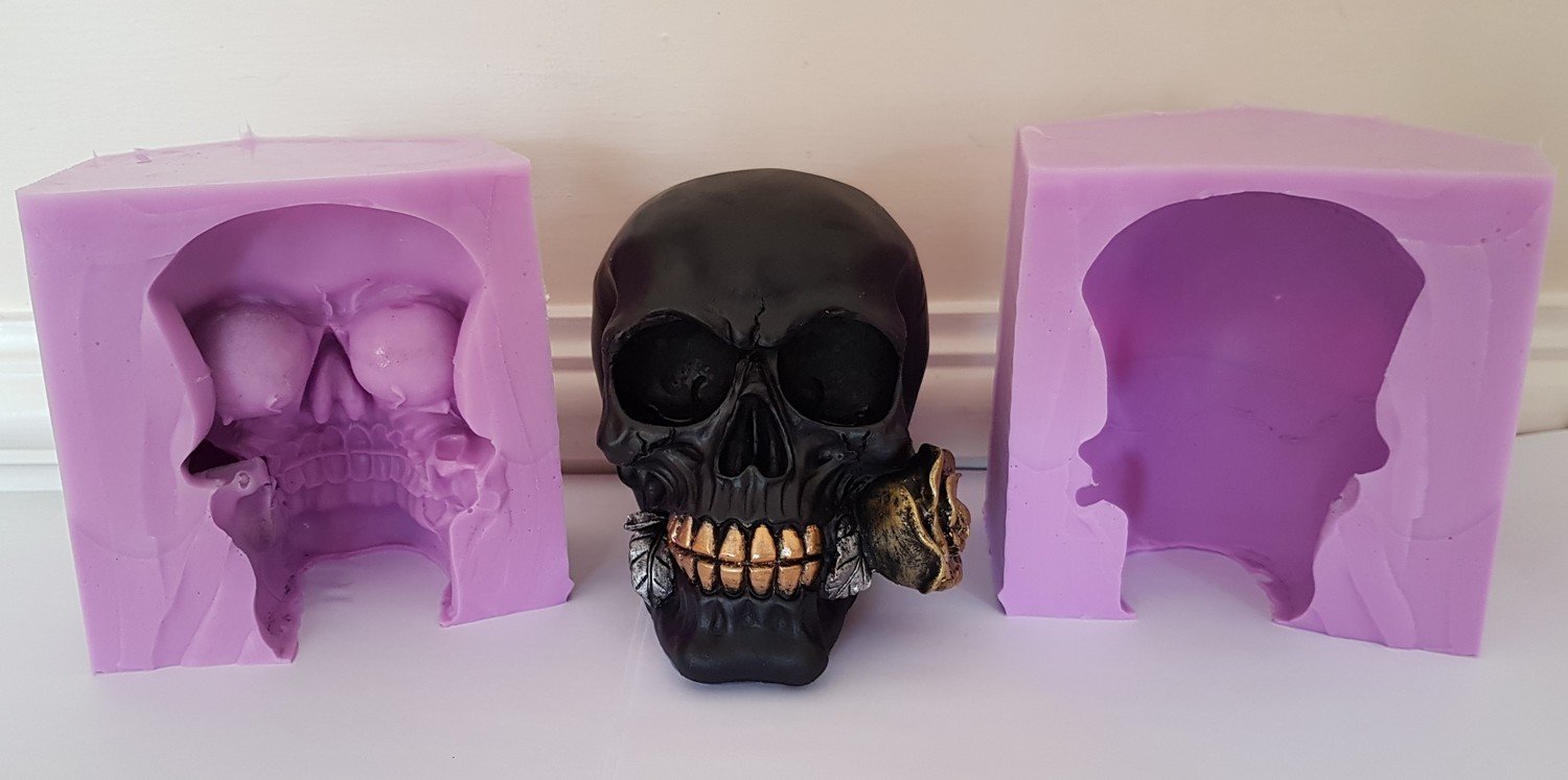 3D LARGE SKULL WITH ROSE SILICONE MOULD
