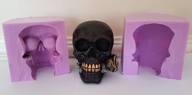 EMLEMS 3D LARGE SKULL WITH ROSE SILICONE MOULD