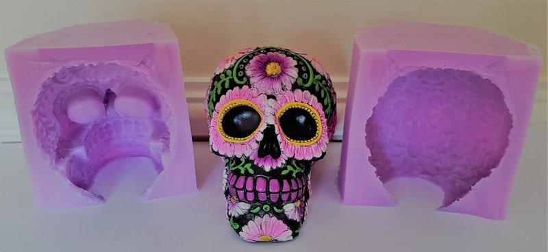 EMLEMS 3D LARGE FLORAL SKULL SILICONE MOULD