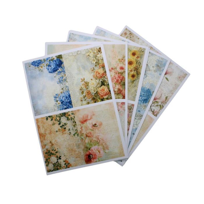 BRAND NEW Emlems 35 x A4 Vintage Floral Craft Papers 200gsm