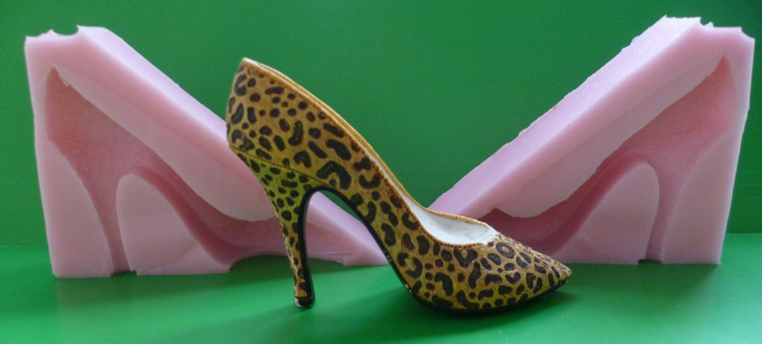 3D HIGH HEELED POINTED TOE SHOE leopard print SILICONE MOULD