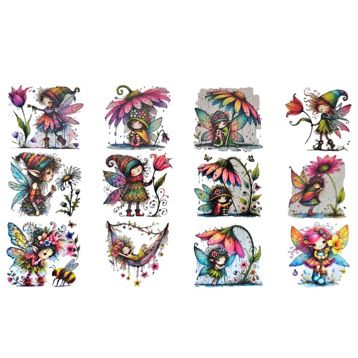EMLEMS WHIMSICAL FLOWER FAIRY UV DTF TRANSFERS X 12