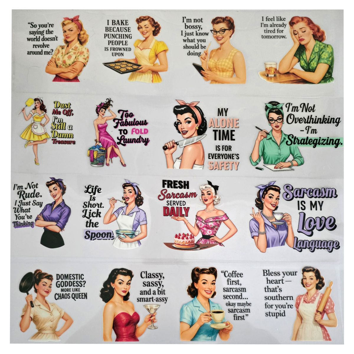 Emlems Retro Sarcasm Volume 2 UV DTF Transfers x 16