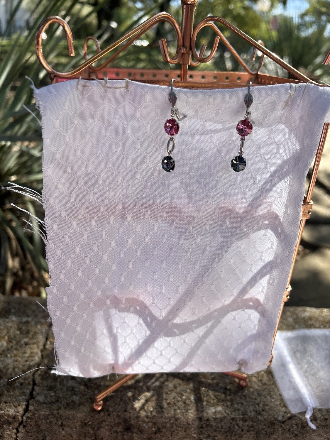 Rose and silver night earrings