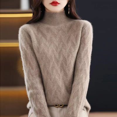 Sweater Base Shirt Women&#39;s 24 New Half-turtleneck Inner Thickened Autumn And Winter Striped Knitted Sweater Loose Warm Sweater